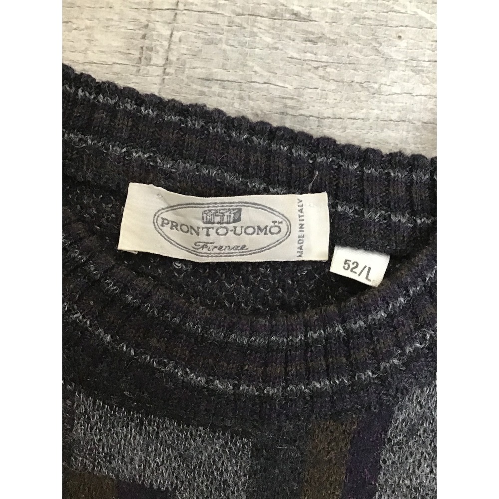 Pronto Uomo Firenze Men's Vintage Merino Abstract Geometric Sweater Size L - Picture 3 of 5